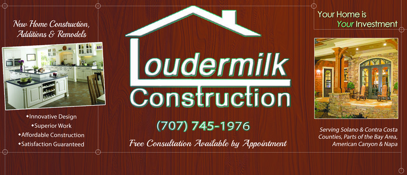 Napa - Bay Area New Home Construction company - Loudermilk Construction Home Page Masthead